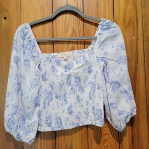 Elegant Blue Floral Blouse